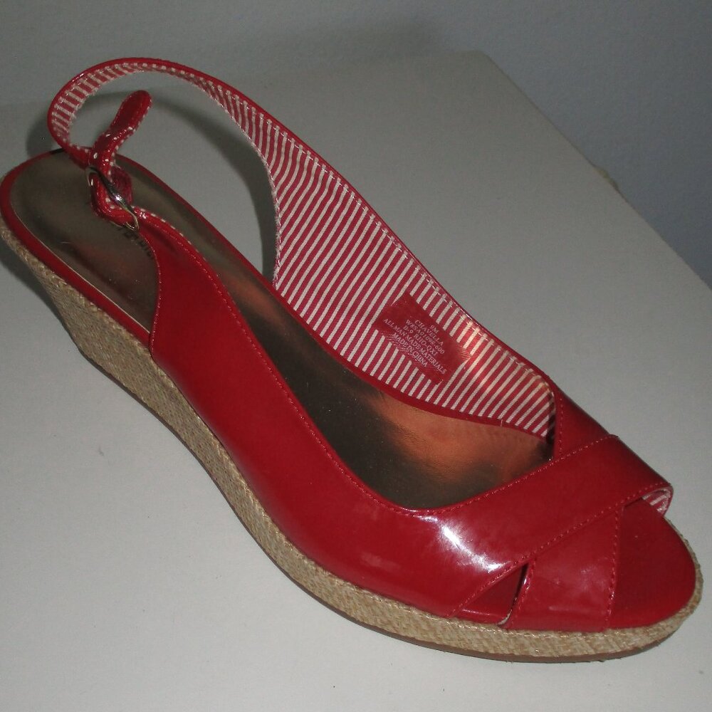 Tommy Hilfiger Chevella Womens Red Jute Slingback 2" Open-toe Wedge NWOB-Size 9M - Picture 3 of 9